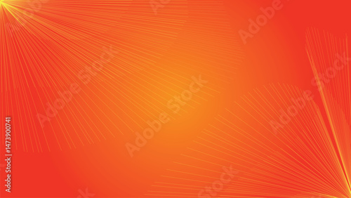 Abstract red background with lines design features a vibrant orange and yellow color swirl pattern, suggesting a summer sun with shining rays