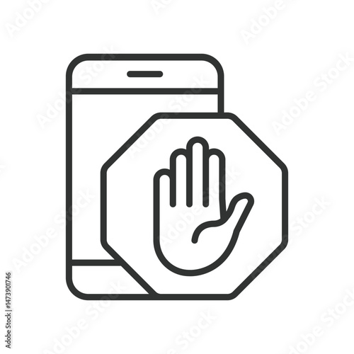 Digital detox, icon in line design. Digital detox, screen break, unplug, tech-free, mental wellness, screen time, offline mode on white background vector. Digital detox, editable stroke icon