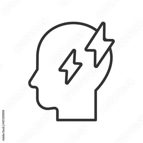PTSD, icon in line design. PTSD, trauma, flashback, anxiety, mental health, emotional distress, hypervigilance on white background vector. PTSD, editable stroke icon