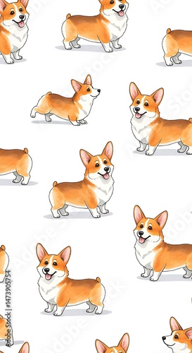 Charming Corgi Repeat: Warm Hues, Whimsical Illustration