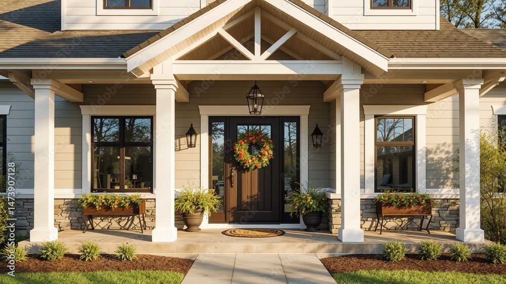 Obraz premium Modern Farmhouse Porch Entryway Architecture