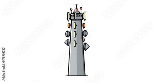 Communication Tower Illustration Tall Antenna Graphic Design