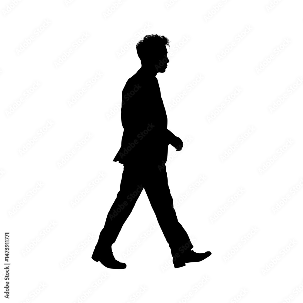 Silhouette of a walking man dressed in a suit – vector illustration Silhouette of a walking man dressed in a suit – vector illustration