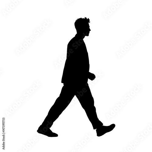 Silhouette of a walking man dressed in a suit – vector illustration