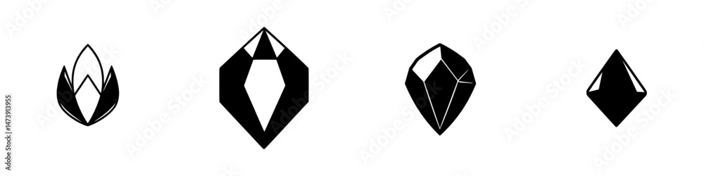 Geometric vector illustration of crystal icons in minimalistic design for modern graphics and art projects Geometric vector illustration of crystal icons in minimalistic design for modern graphics and art projects
