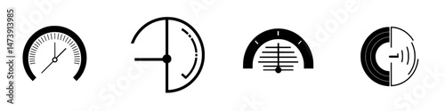 Vector illustration icons representing various measurement gauges commonly used in engineering and technology applications