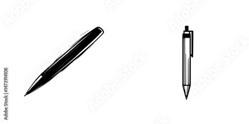 Vector illustration of a pen and a pencil design suitable for office supplies and stationery branding