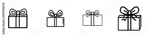 Vector illustrations of gift boxes with bows in various sizes for celebration and event planning