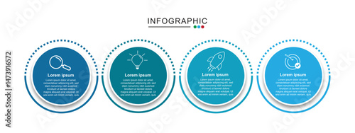 4 Steps Infographics Design Template - Graph, Pie chart, workflow layout, squire diagram, brochure, report, presentation, web design Editable Vector	