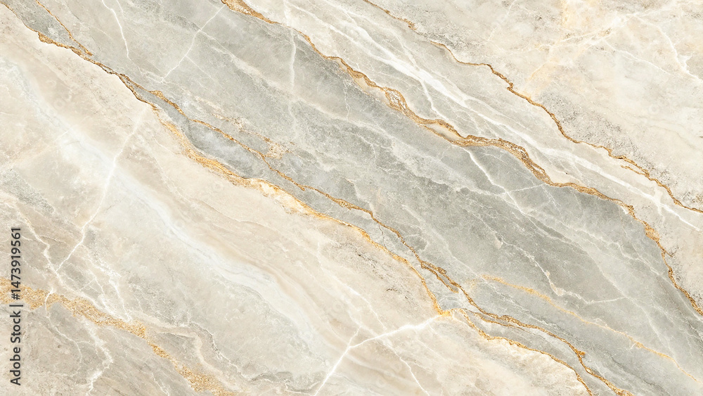 Fototapeta premium A top-view of gray and beige marble stone texture featuring elegant natural veining and smooth surface patterns. 