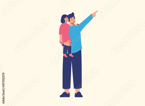 Illustration of an Happy Fathers Day with daughter Character
