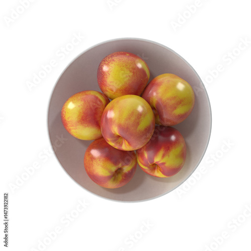 Nectarines on a plate isolated transparent background 3d rendering
