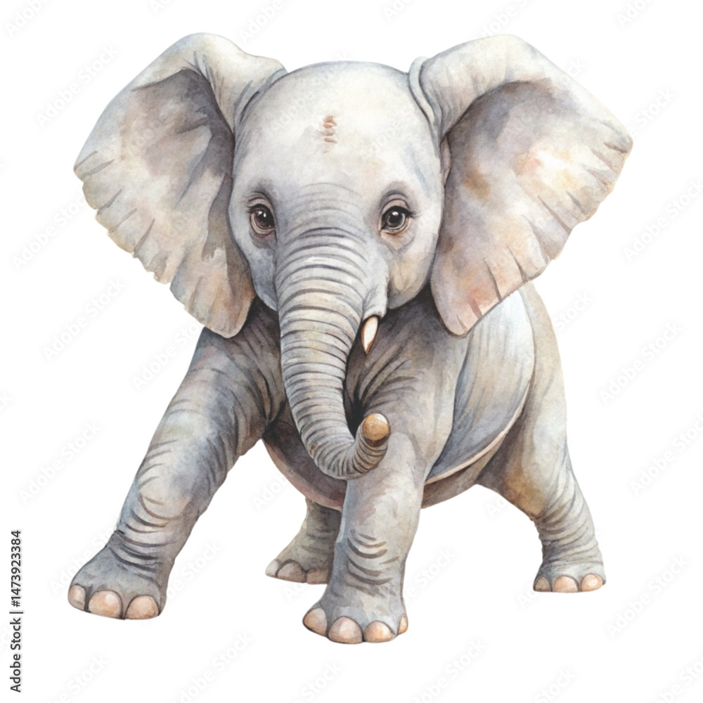 Fototapeta premium The cutest animals in the world exercise watercolor White Background