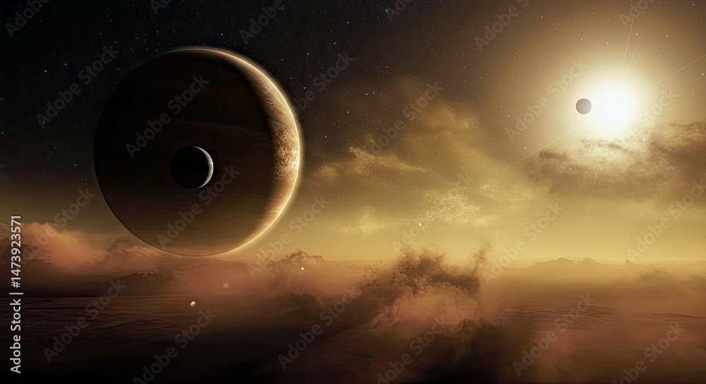 Fototapeta premium Concept Image: ROXs 42 Bb Drifting Through Dusty System Outskirts