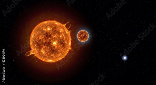 Fototapeta Naklejka Na Ścianę i Meble -  Detailed Rendering: Toliman (Alpha Centauri B) & Rigil Kentaurus