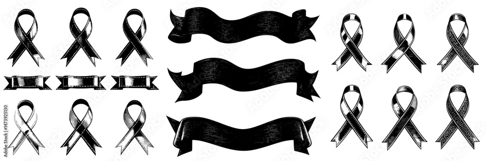 The image features a solitary red ribbon, presented in a realistic and glossy style, isolated on a white background, suitable for use as a decorative modern banner or promotional icon