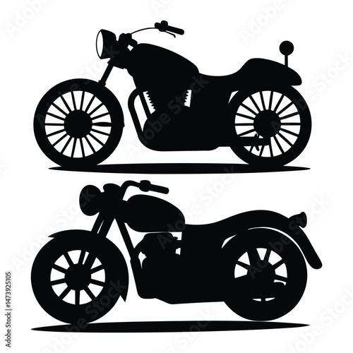 Motorcycle silhouettes Clip art isolated vector illustration on a white background
