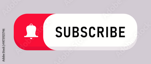 Subscribe button with bell. Subscribe to video channel. Button red white black subscriptions for social media. Web buttons for promotion and marketing. Vector illustration.