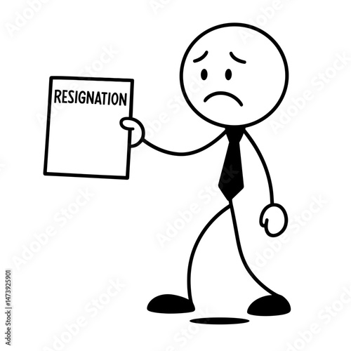 Sad businessman holding resignation letter