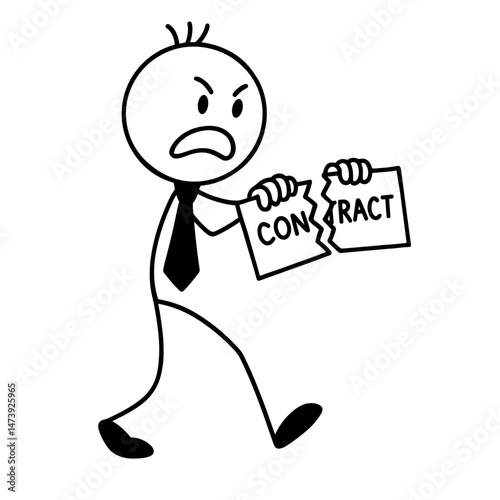 Angry businessman tearing up contract