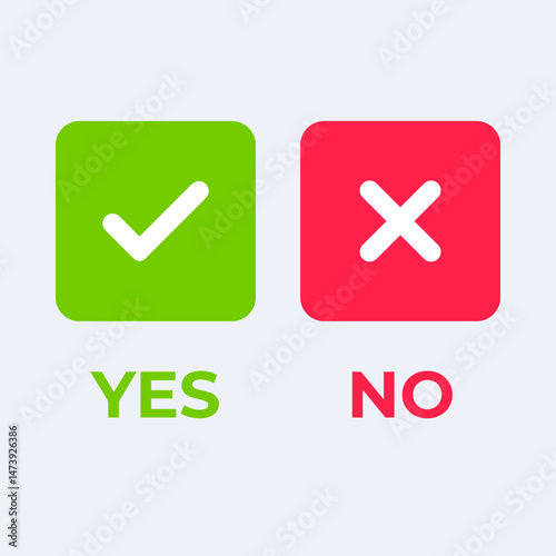 Green checkmark and red x with the words yes and no.