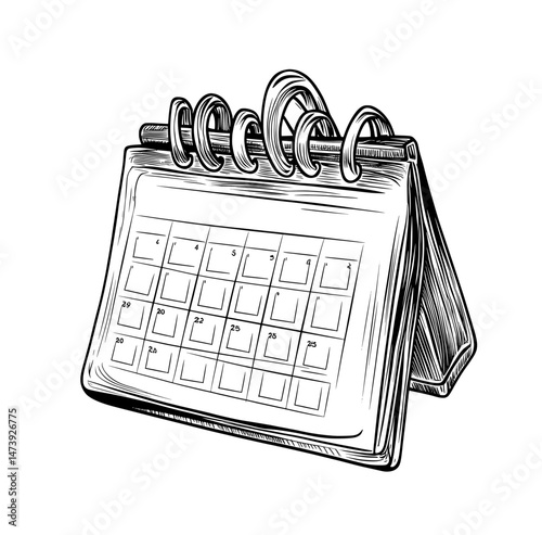 Web scheduler planner organizer features a modern agenda with appointments pictogram, including a month or year calendar isolated outline icon as a simple design element