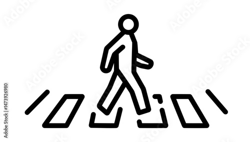 A set of modern pedestrian crossing icons isolated on white background for illustration