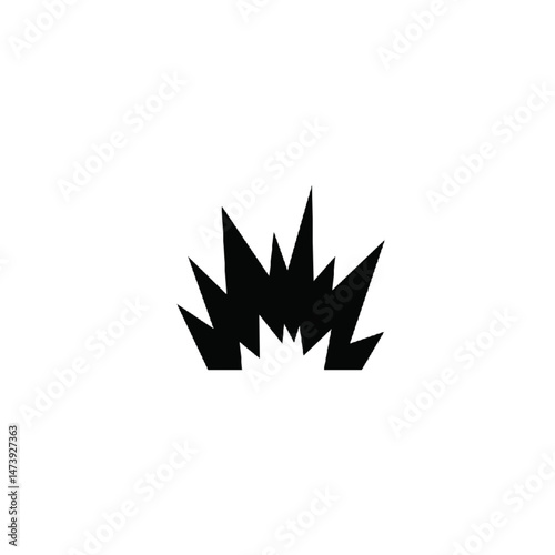 A vector icon of a bomb blast, featuring an explosion with dynamic lines, designed in a bold and minimalist style. The icon is ideal for representing danger, threat, or destructive events.