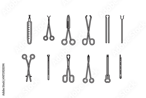 Line art surgical forceps illustration