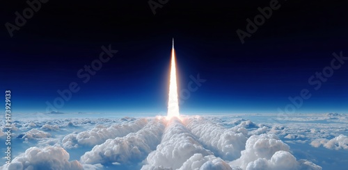 Rocket Launch From Earth Into Space Showcasing Powerful Ascent and Atmospheric Transition