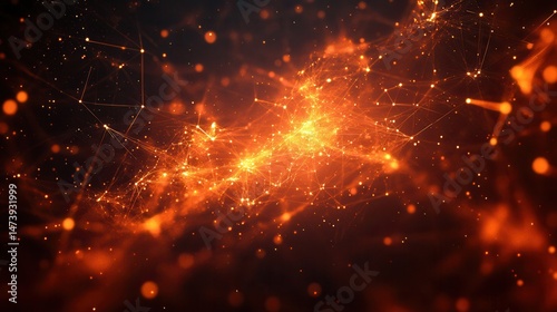 Abstract fiery network of interconnected particles