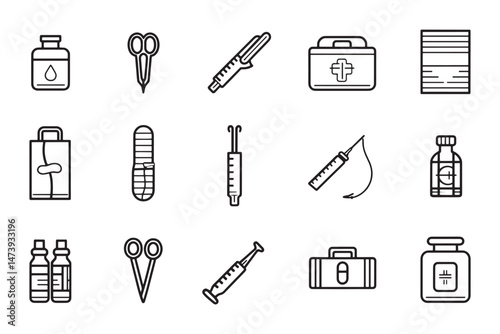 Suture kit clean line vector