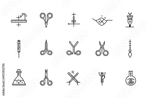 Line art suture kit vector
