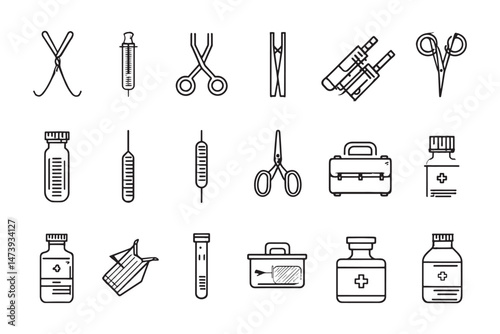 Suture kit line drawing icon