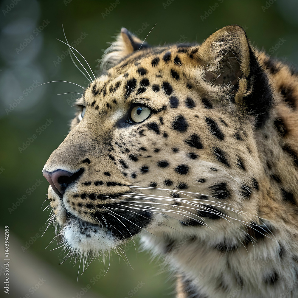 Fototapeta premium amur leopard face close up front
