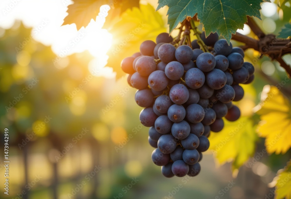 Fototapeta premium Big bunch of grapes in the vineyard