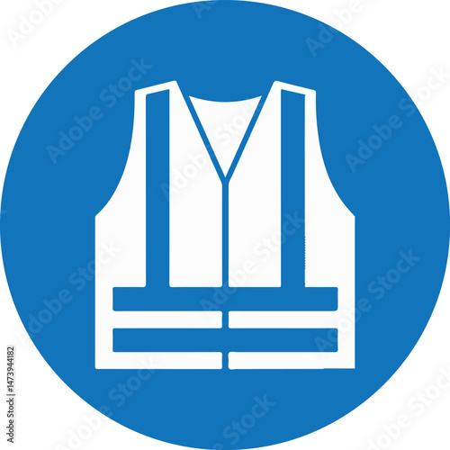 ISO mandatory safety sign, wear safety vest, blue circular icon