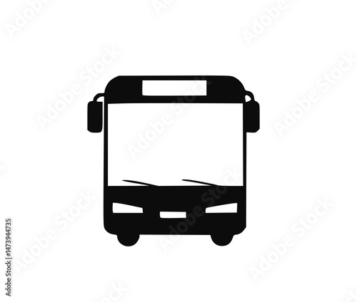 Minimalist bus PNG icon in black-and-white silhouette style. Perfect PNG for public transport concepts, urban mobility, and transit routes. Use this PNG in city service designs.