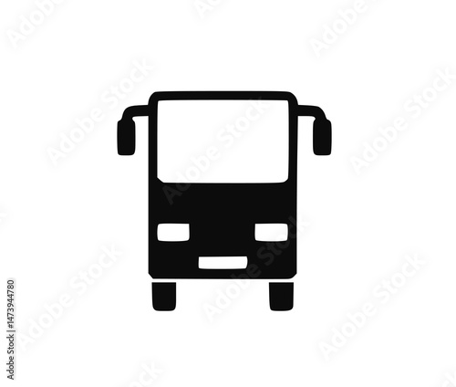Minimalist bus PNG icon in black-and-white silhouette style. Perfect PNG for public transport concepts, urban mobility, and transit routes. Use this PNG in city service designs.
