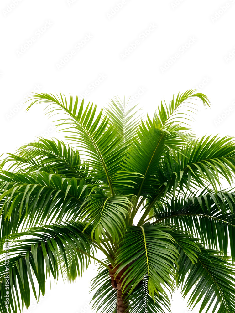 Fototapeta premium Tropical rain tree depicted alone on a white backdrop