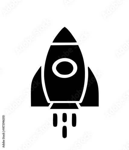 Fototapeta Naklejka Na Ścianę i Meble -  Retro Rocket Launch Emblem — Hand-Drawn Spacecraft Illustration with Vintage Etching Style for Cosmic Exploration, Technology, and Science-Themed Design Concepts