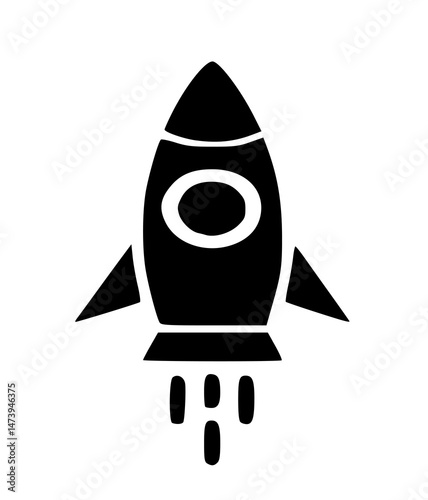 Fototapeta Naklejka Na Ścianę i Meble -  Futuristic Rocket Silhouette — Isolated Spacecraft Illustration Representing Innovation, Exploration, and Technology in a Modern Cosmic Design