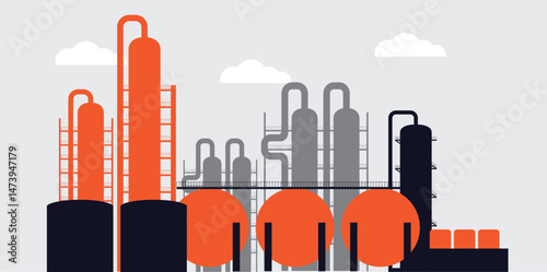 Flat Industrial Building Vector illustration