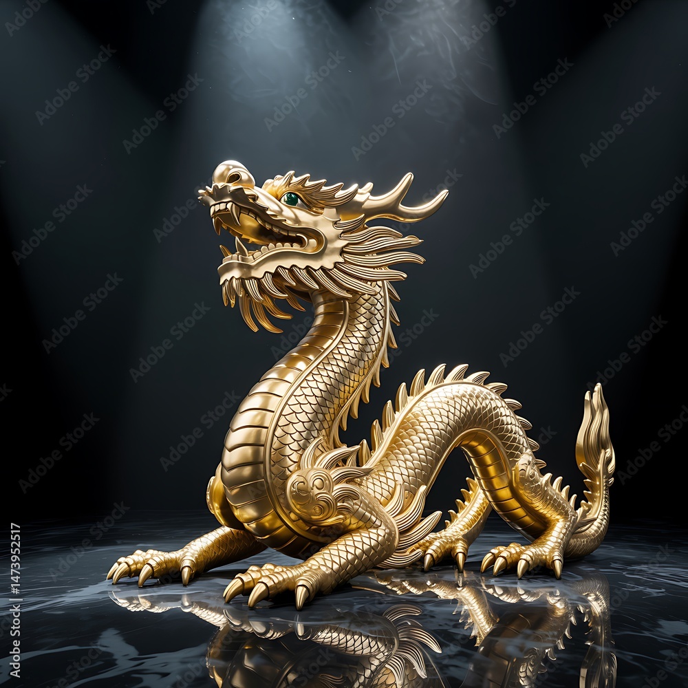Obraz premium Golden dragon statue