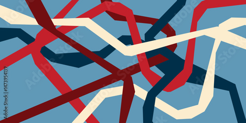 Abstract complicated tangled lines vector illustration design backdrop. Colorful rigid lines background. 