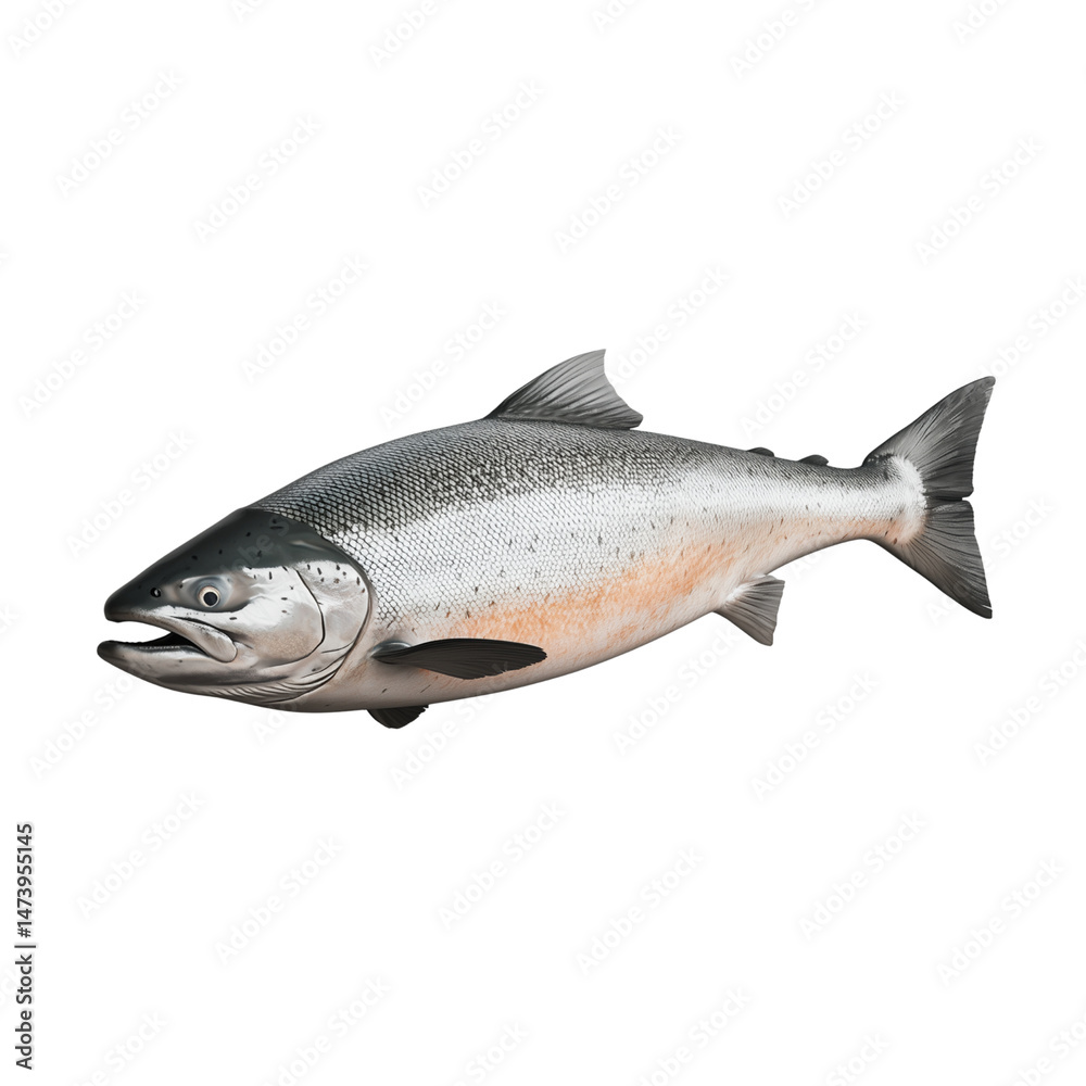 Naklejka premium Salmon fish with a sleek body and distinctive coloration. isolated on white background and transparent background