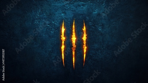 The rough scratches and glowing animal claw light effects give the impression of a destructive tearing force or great energy to the digital display.