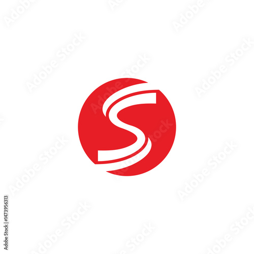 letter s swoosh round ribbon simple logo vector
