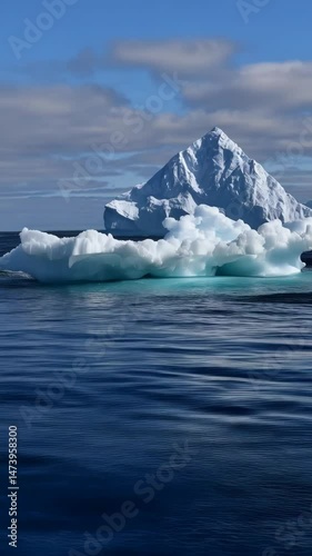 Wallpaper Mural Icebergs floating in deep blue ocean water under a cloudy sky in a cold climate, large snowy glacial structures, arctic wilderness Torontodigital.ca