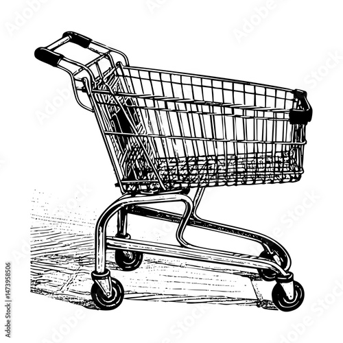 trolley sketch engraving black and white outline. Scratch board imitation. Illustrated in vintage line art style on a white background.
